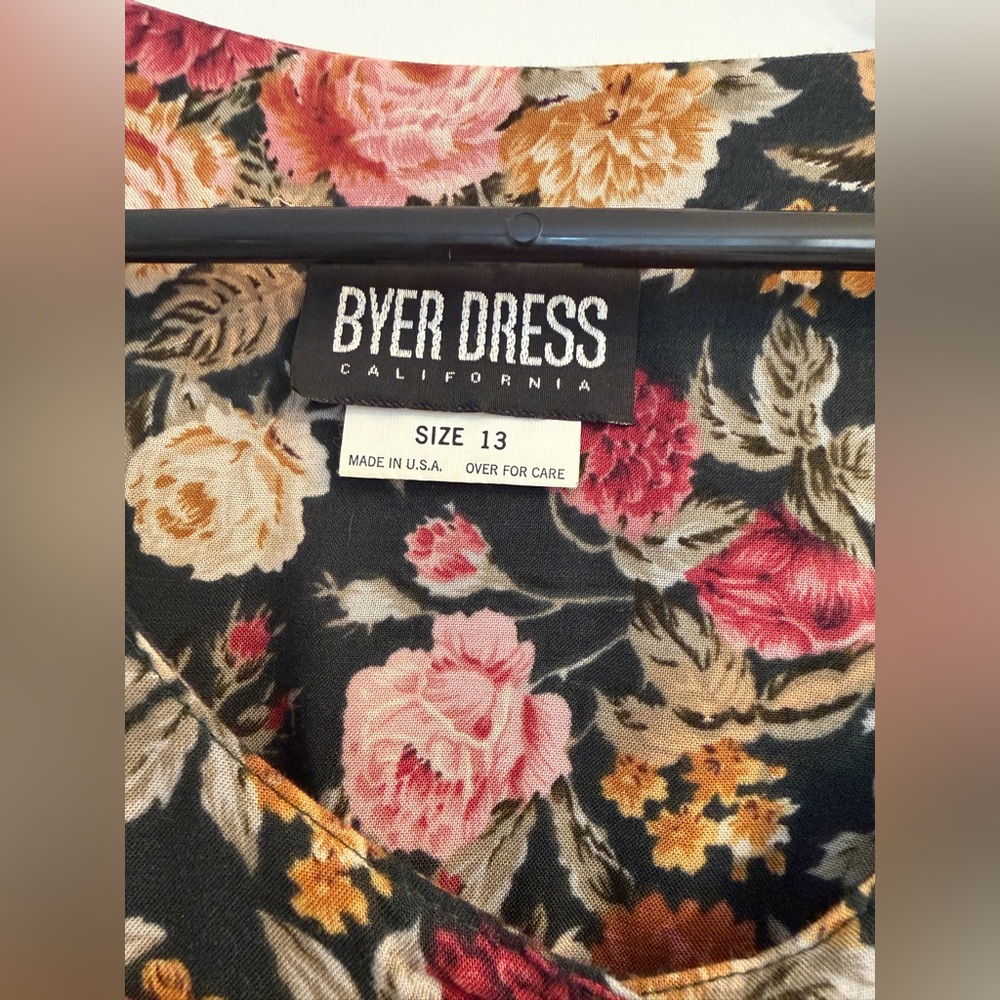 Vintage Byer Dress Floral Small Midi Dress Cottagecore - Picture 2 of 10